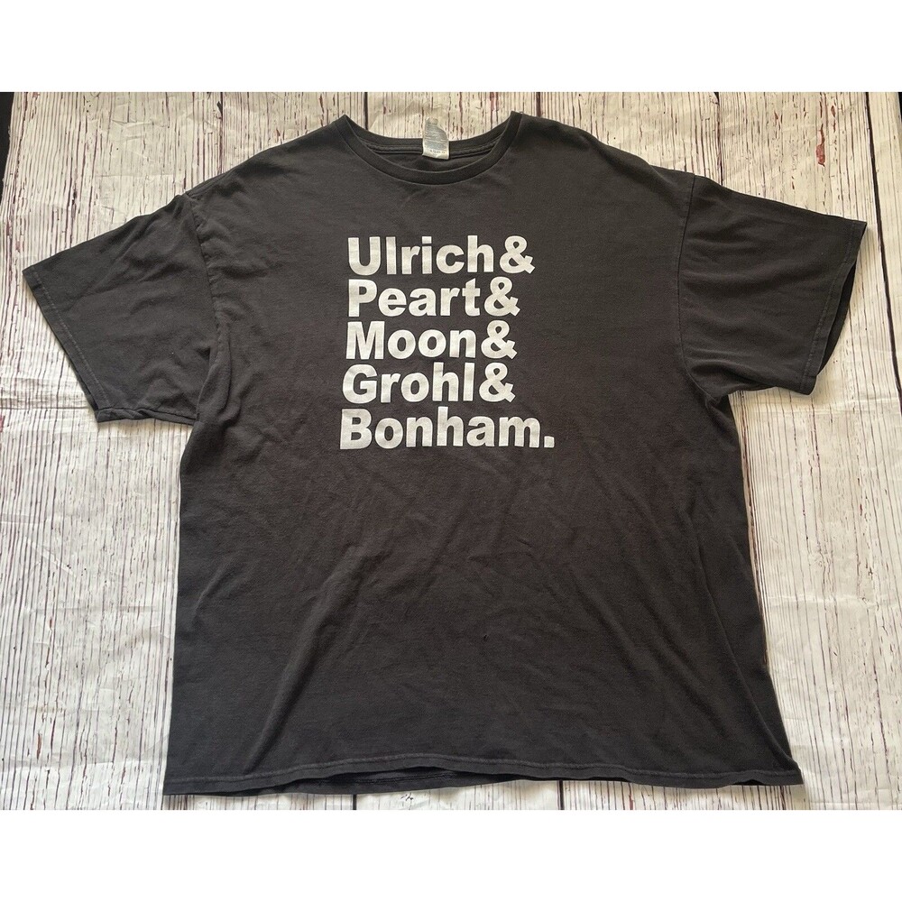 Famous Drummer T Shirt Ulrich Peart Moon Grohl Bonham Rock Metal Size 2XL XXL